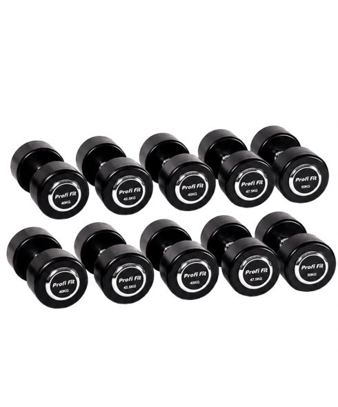 Гантельный ряд профессиональный (шаг 2,5 кг, 5 пар) PROFI-FIT 40-50 кг