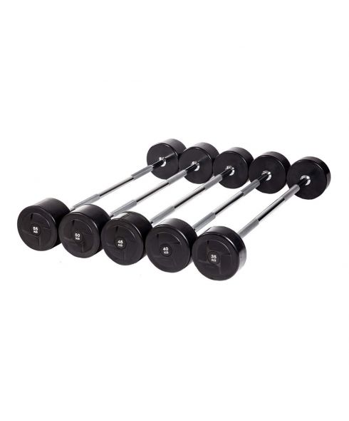 Набор прямых обрезиненных штанг (шаг 5 кг, 5 шт) PROFI-FIT 35-55 кг