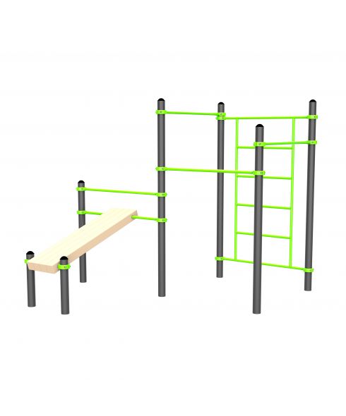 W330 Воркаут (наклонная скамья, 3 перекладины, шведская стенка) ZAVODSPORTA