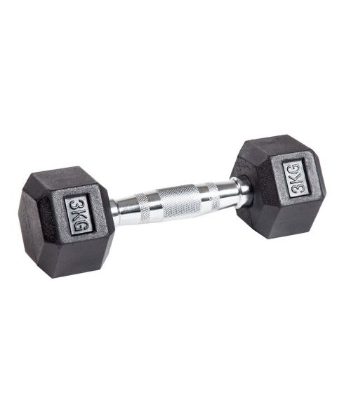 Гантель гексагональная обрезиненная PROFI-FIT 3 кг