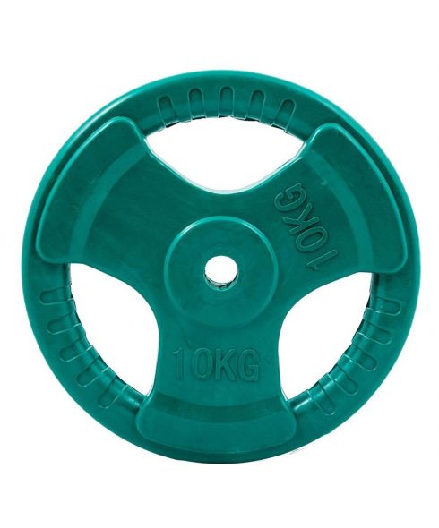 Диск обрезиненный (три хвата, цветной) D26 мм PROFI-FIT 10 кг