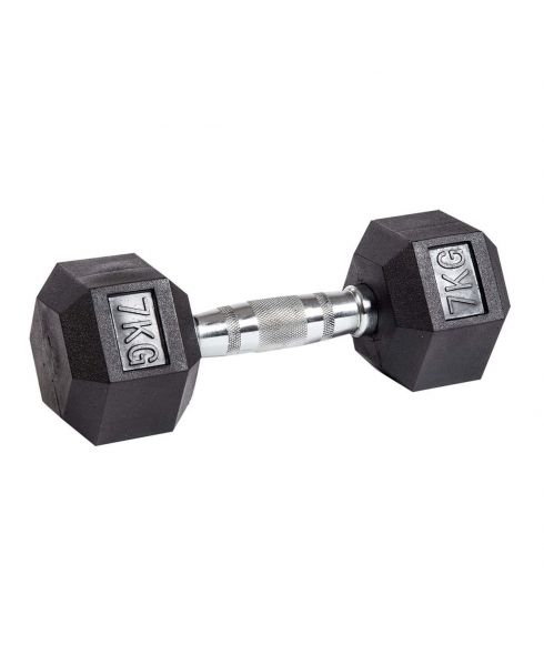 Гантель гексагональная обрезиненная PROFI-FIT 7 кг